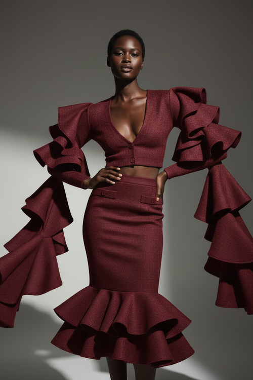 Burgundy Suit Set