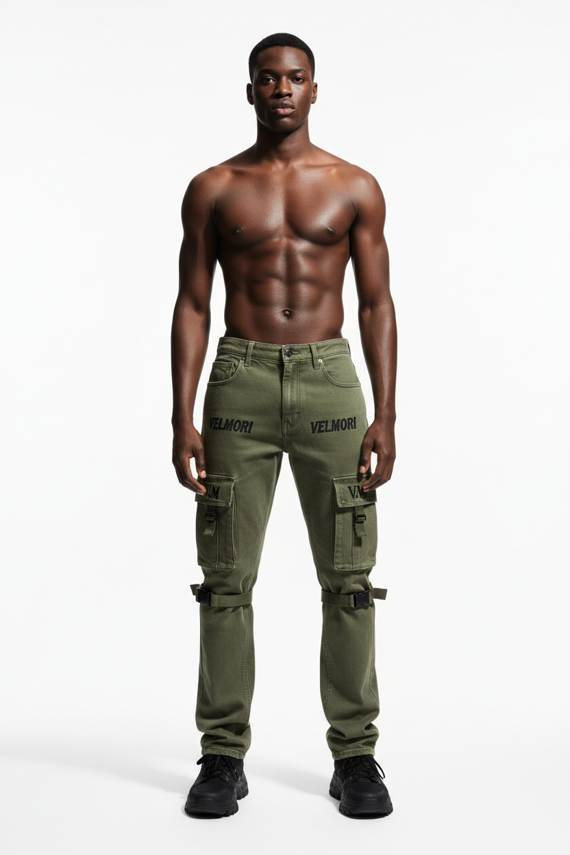 VELMORI Terrain Cargo Denim Jean — front view