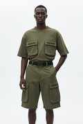 VELMORI Olive Cargo Short — front view
