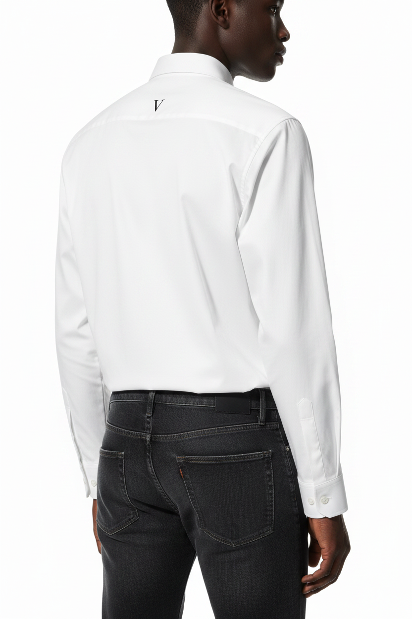 VELMORI Signature Long Sleeve Shirt - Model Back Close Up