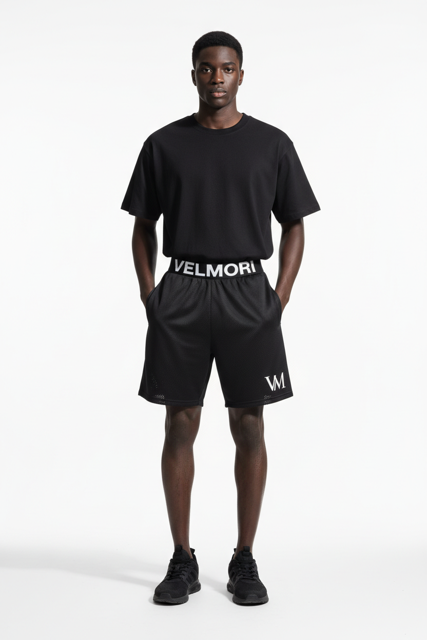 VELMORI Black Athletic Short — front view