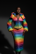 Puffer Dress - Rainbow Print