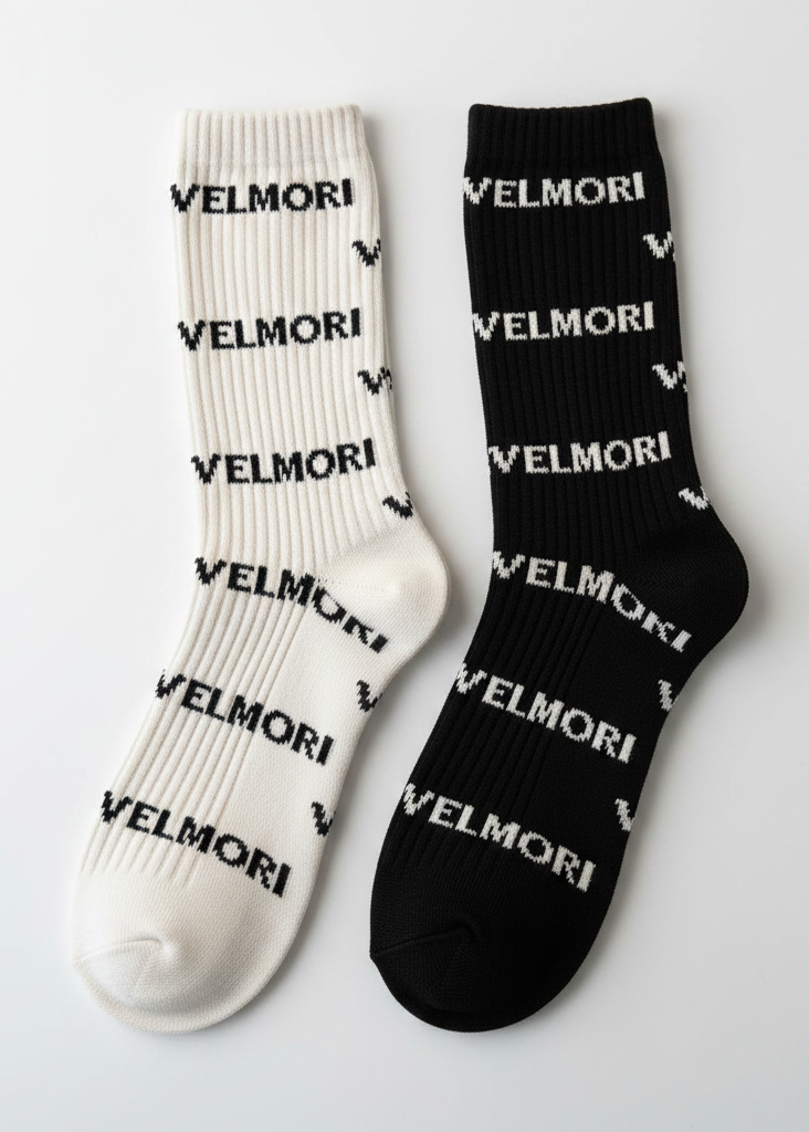 VELMORI Classic Socks White Background