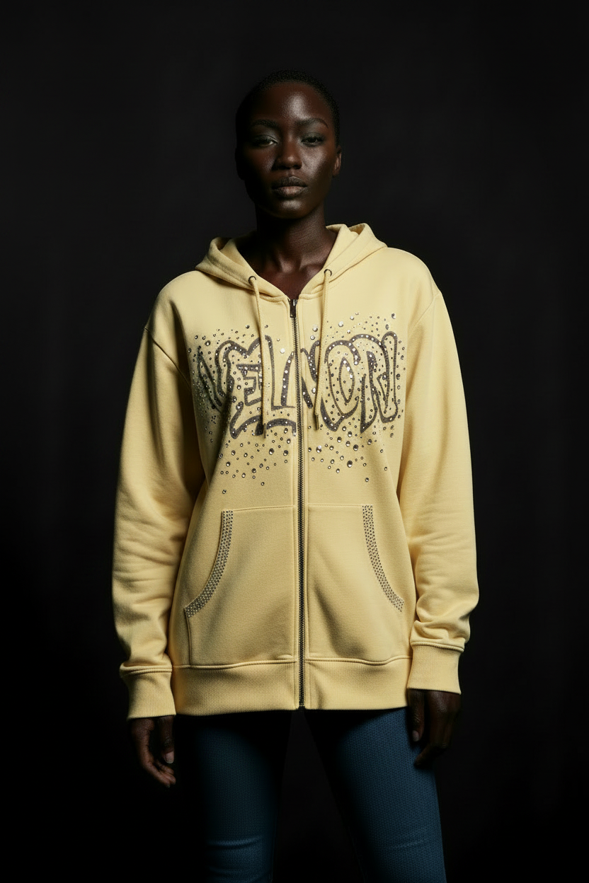 VELMORI Graffiti Gem Hoodie – Pastel Yellow