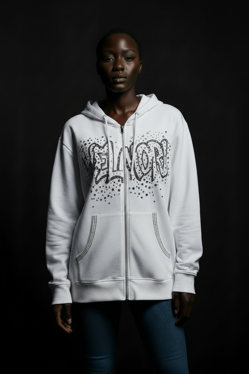 VELMORI Graffiti Gem Hoodie – White