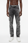 VELMORI Grey Rhinestone Jean
