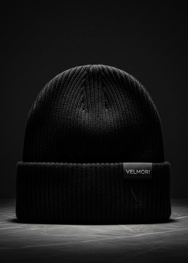 VELMORI Luxe Crest Beanie - Black